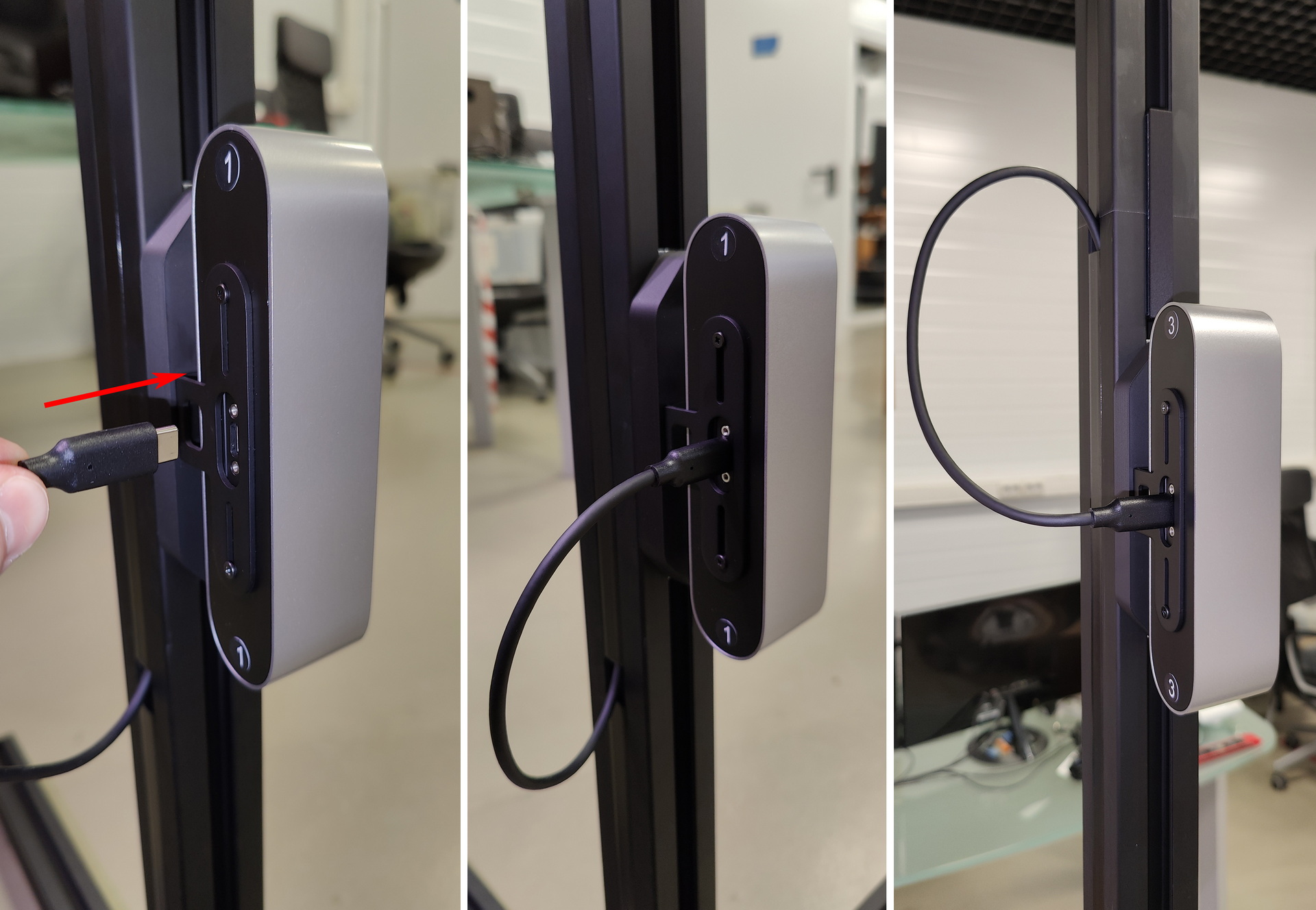 Depth sensor USB cable connection