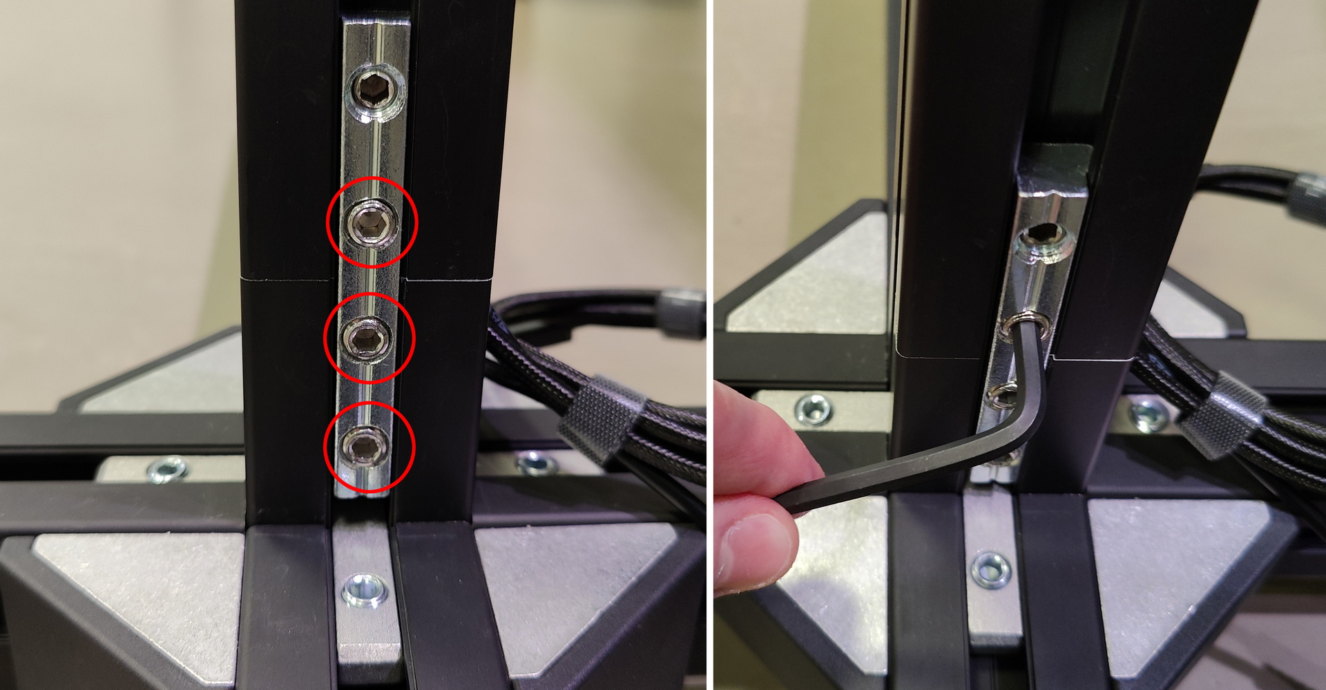 Screwing in the first part of the vertical stand