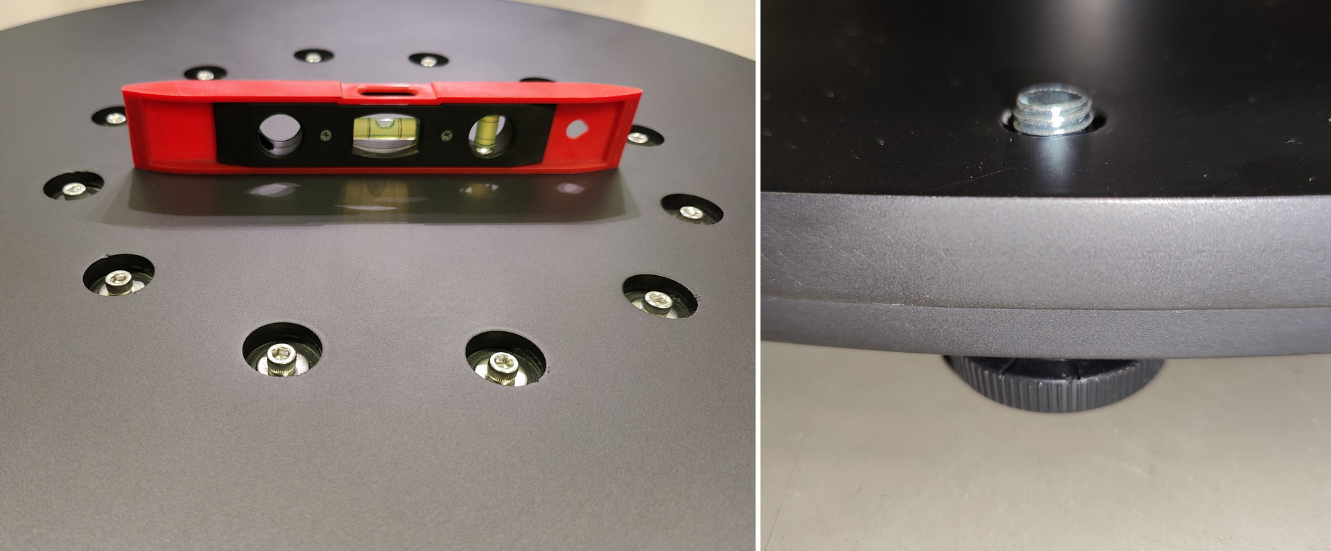 Turntable level adjustment