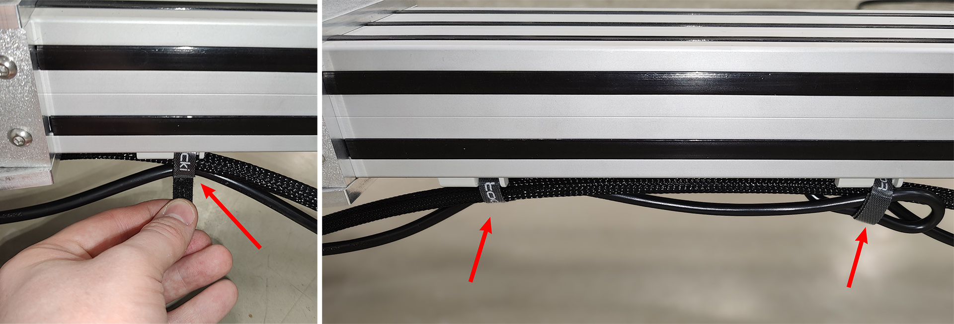 Securing the power and motor cables