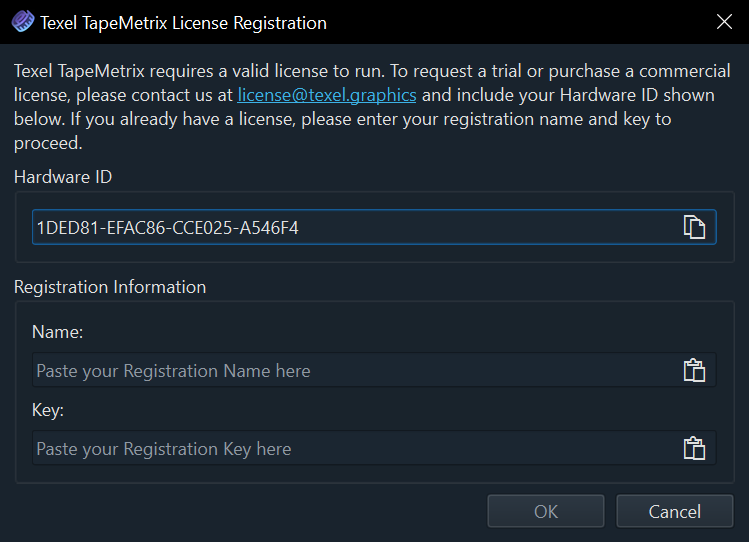 License Registration Dialog